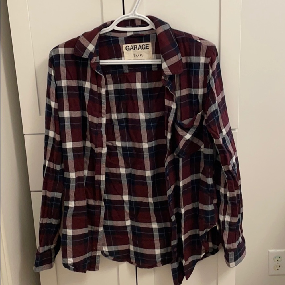 Garage Plaid/Flannel Burgundy/White/Navy Shirt